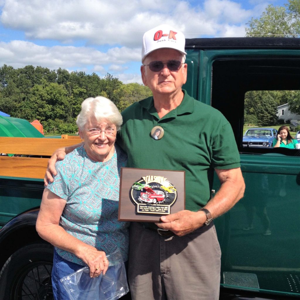 John & Marilyn taking the prize at a local car show with their 1928 Model A Ford Truck